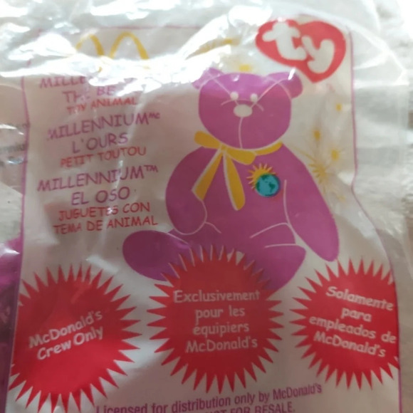 TY McDonald's Teenie Beanie - CREW MILLENNIUM Bear (2000 - McDonald's Employee) - Picture 3 of 4